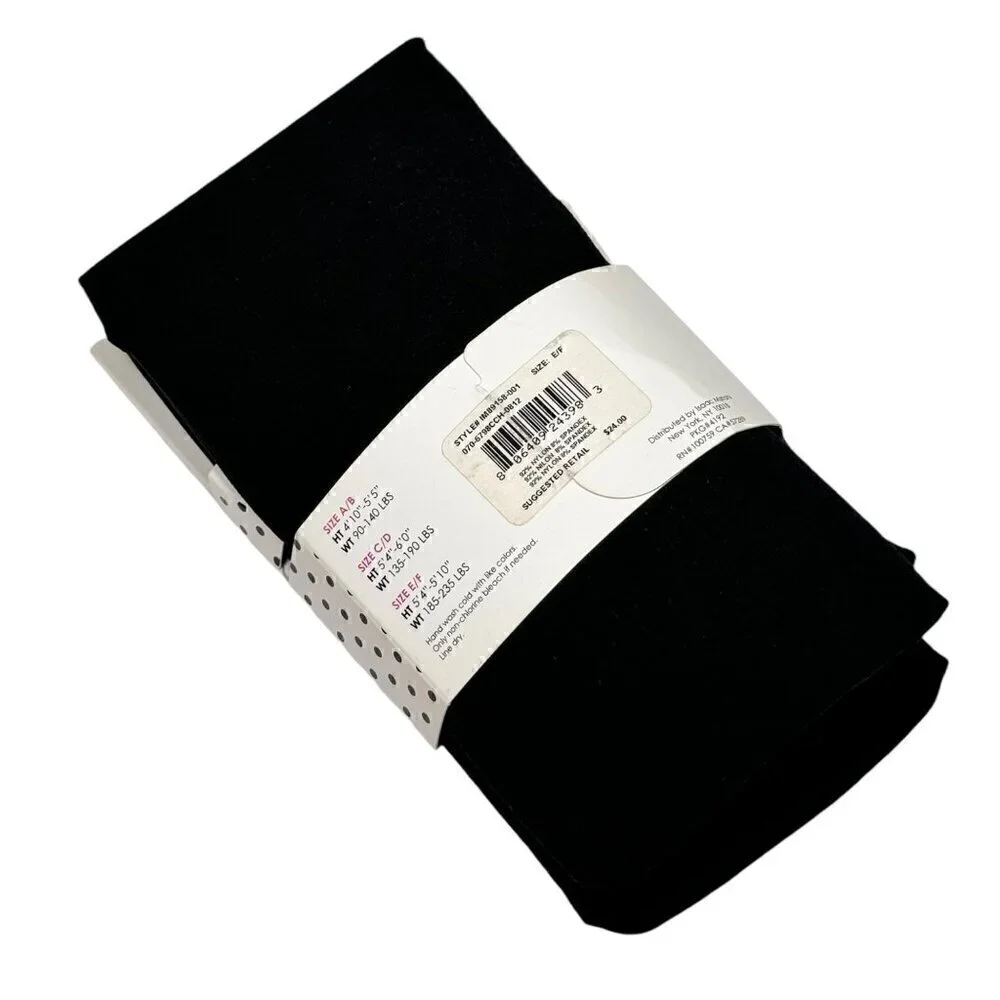 NEW Isaac Mizrahi Black Tights Sz. L 2PCs Opaque Stretch Control Top Fall Goth